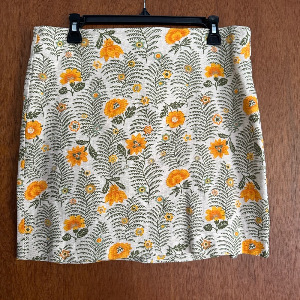 LOFT Mini Skirt with Yellow Floral Design